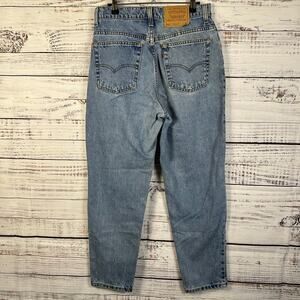 VTG 90s Levis 521 Tapered Fit Leg Cotton Medium Blue USA Denim Jeans Womens 12 P